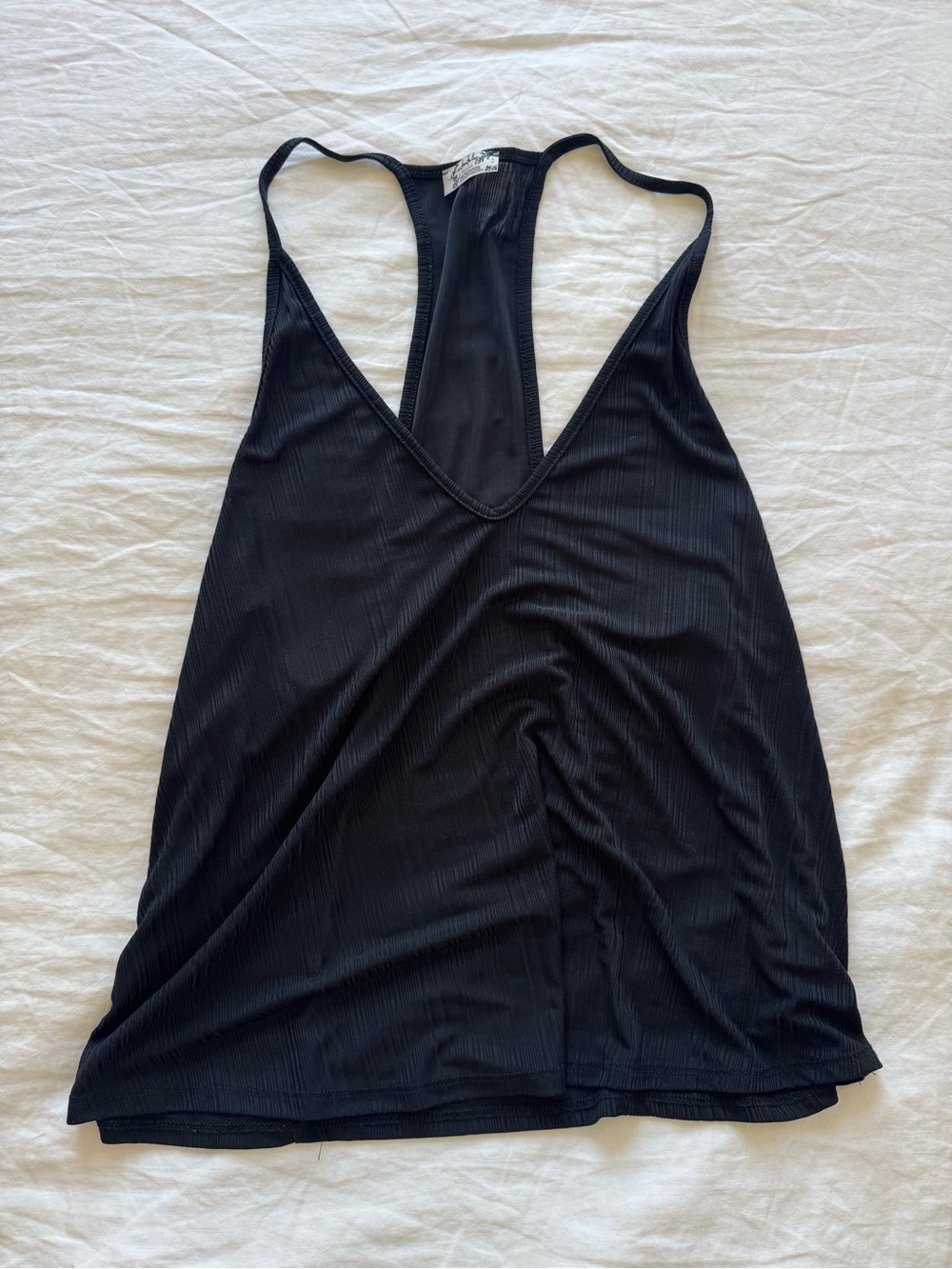 Free People Black Ribbed Racerback Tank Top